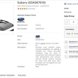 Subaru Forester Crossbar Kit  2019-2024