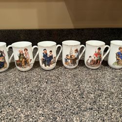 6 Set Of NORMAN ROCKWELL MUSEUM COFFEE MUGS