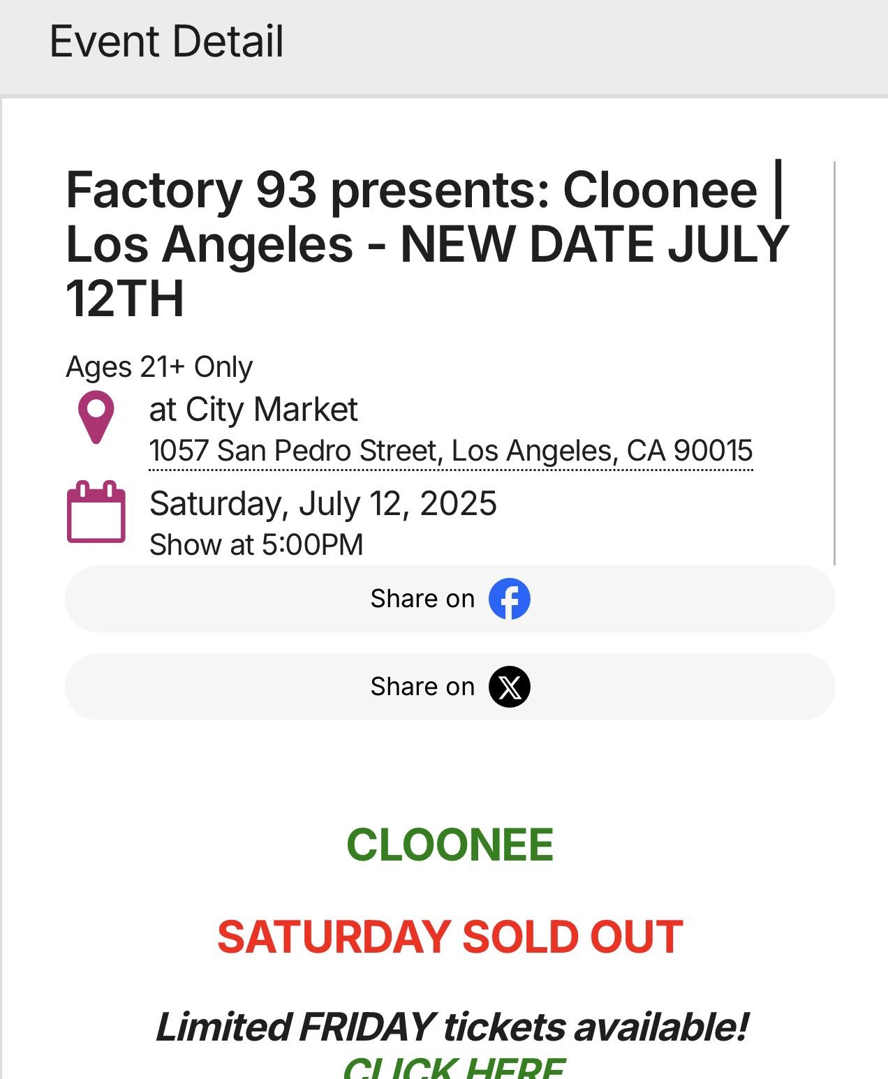 Cloonee For Saturday Only! 