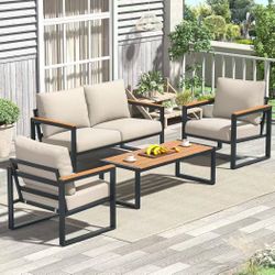 ❤️‍🔥 4 Pieces Metal Patio Furniture Set for Outdoor Balcony,