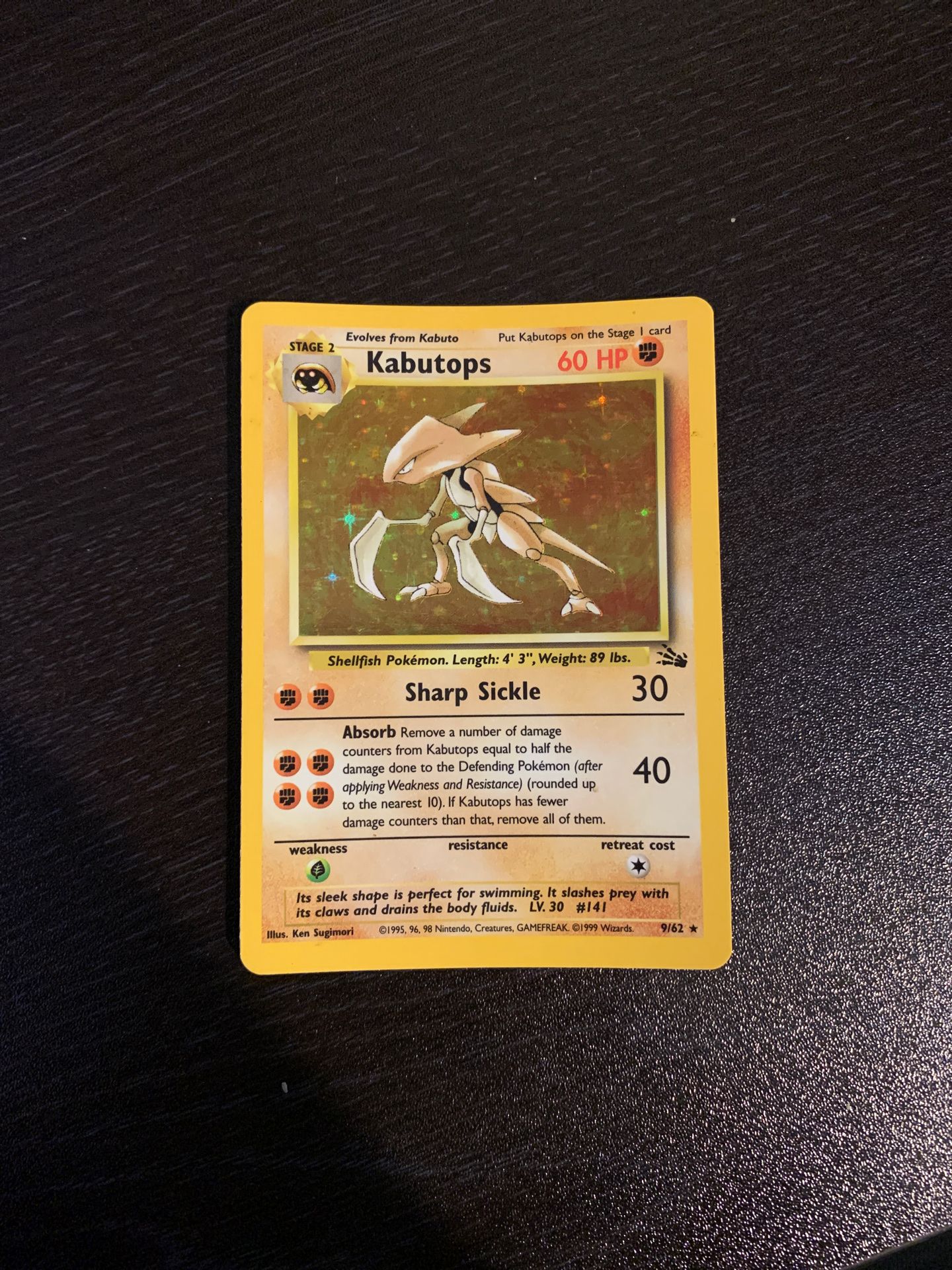 Pokemon Card Fossil Kabutops