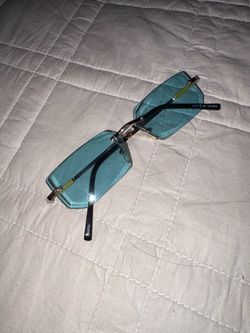 Rimless Teal Lens Sunglasses