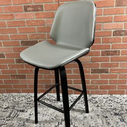 Brand New Grey 360 Degree Swivel Bar Stool Leather Chair 