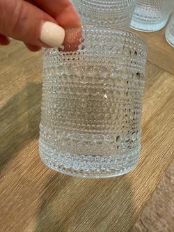 Set of 6 Beaded Drinking Glasses 10 oz  Cocktail Water Juice Glasses