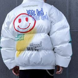 NEW: Freshniss Brand Graffiti Print Puffer Jacket $125 OBO