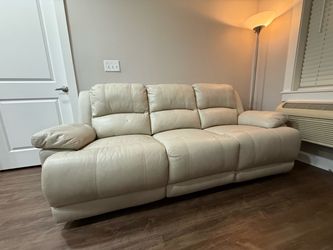 Genuine Leather Dual Power Reclining Sofa
