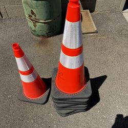 (10 Pack) 28" Orange Traffic Cone, Retroreflective Collars