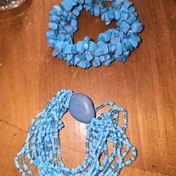 Coral Blue N Blue Beads Braclet 