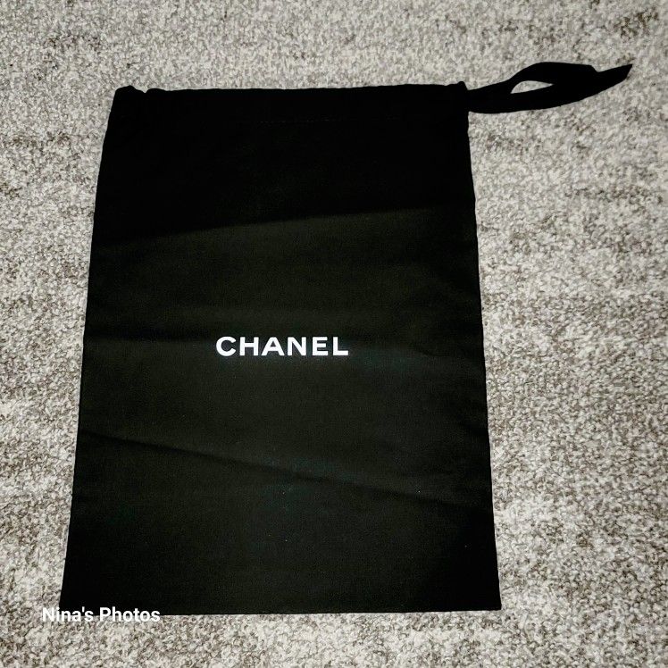 AUTH CHANEL Wallet Storage Dust Bag 9.25x13.25" Ribbon Drawstring Black EUC