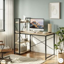 Modern Computer Desk with Bookshelf – Sturdy & Stylish