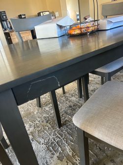 Dark Gray Dining Table with Chairs
