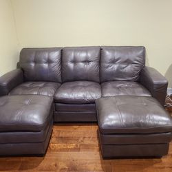 Dark grey leather Couch 