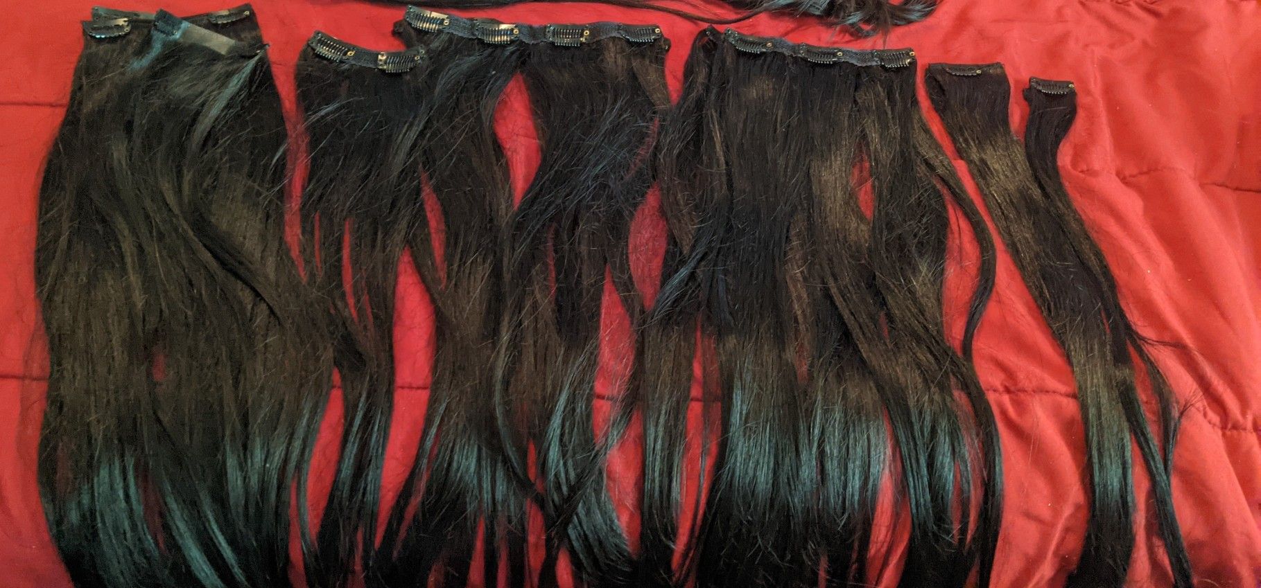 16 PC Dark Brown Clip -On Hair Extensions $35 Firm