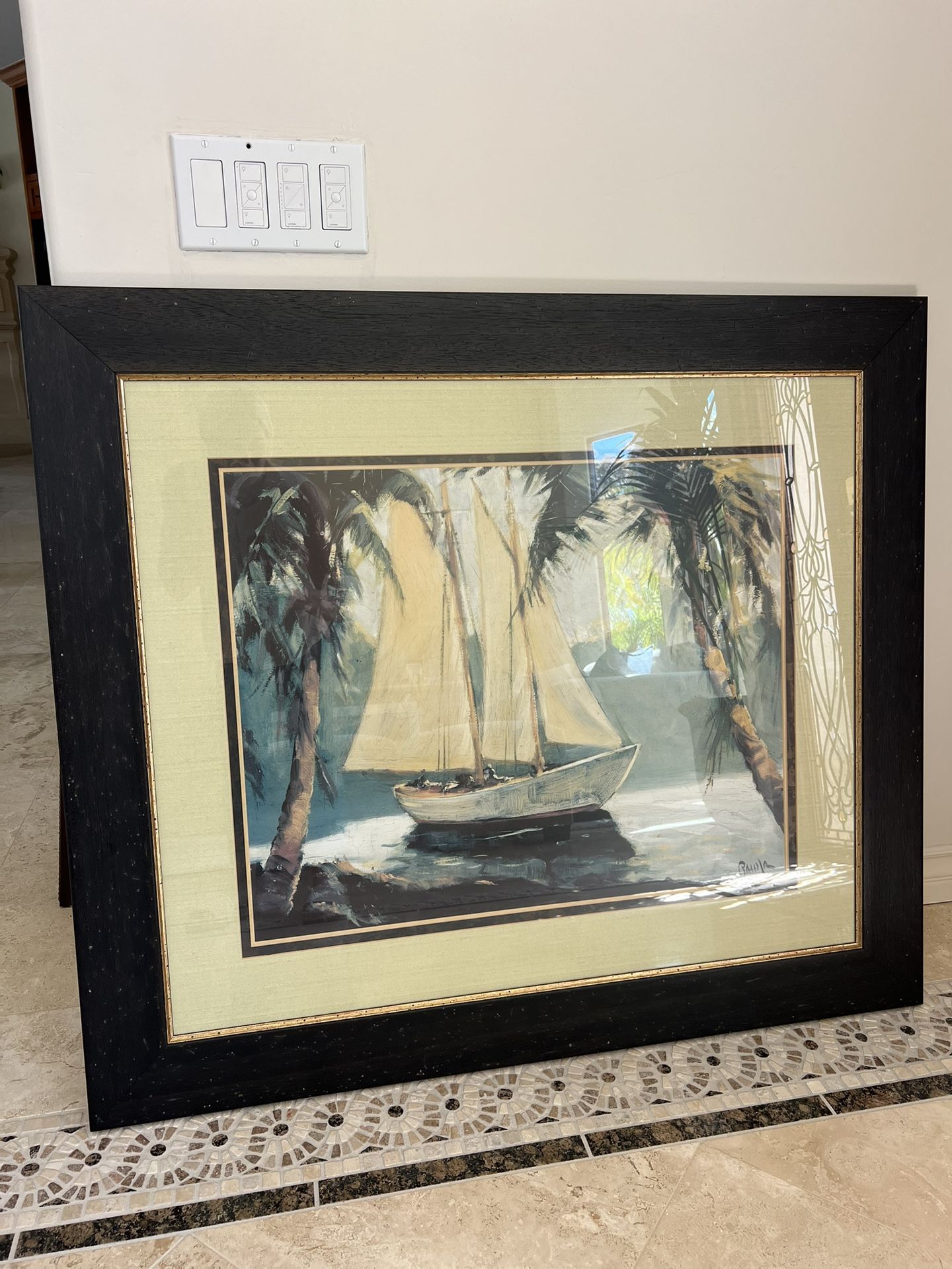 Framed Sailboat Print – 43” x 38” with Custom Matte & Frame