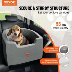 OR Dog Car Seat, Waterproof Dog Booster Seat for Car with A Storage Pocket, Clip-On Safety Leash and Sponge Filling, Dog Car Bed for Small & Medium Do