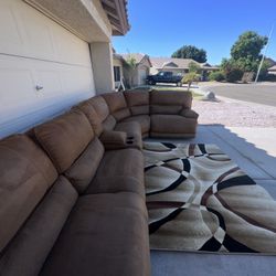 Sectional From Ashley 6 Piece 3 Recliners 2 Electric Big Oversized Pillows