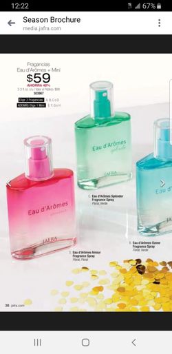 Súper especiales de perfumes 🤗 eue de aromes 3 por $59 +taxas oh jf9 labiales $8 dólares 🤗❤