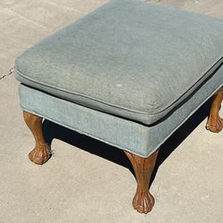 Teal Ottoman / Footrest - Cushioned Top, Solid Build