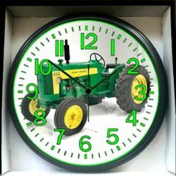 John Deere Tractor Farming  Glow In the Dark Wall Clock New!
