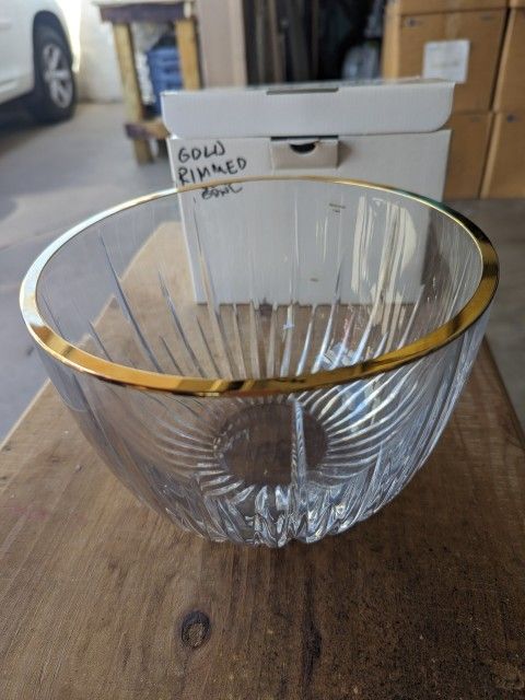 New Gold Rimmed Crystal Bowl.