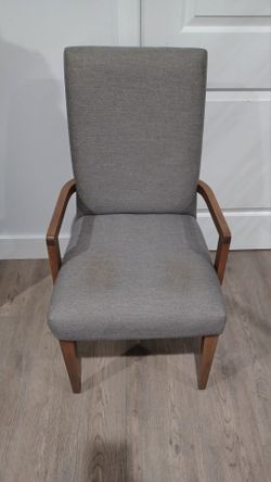 Gray Armchair with Wood Frame