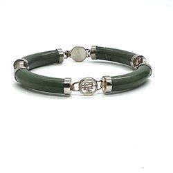 Silver Jade Panel Bracelet 1812