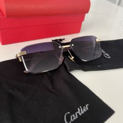 Cartier Sunglasses Blue Lens black frame