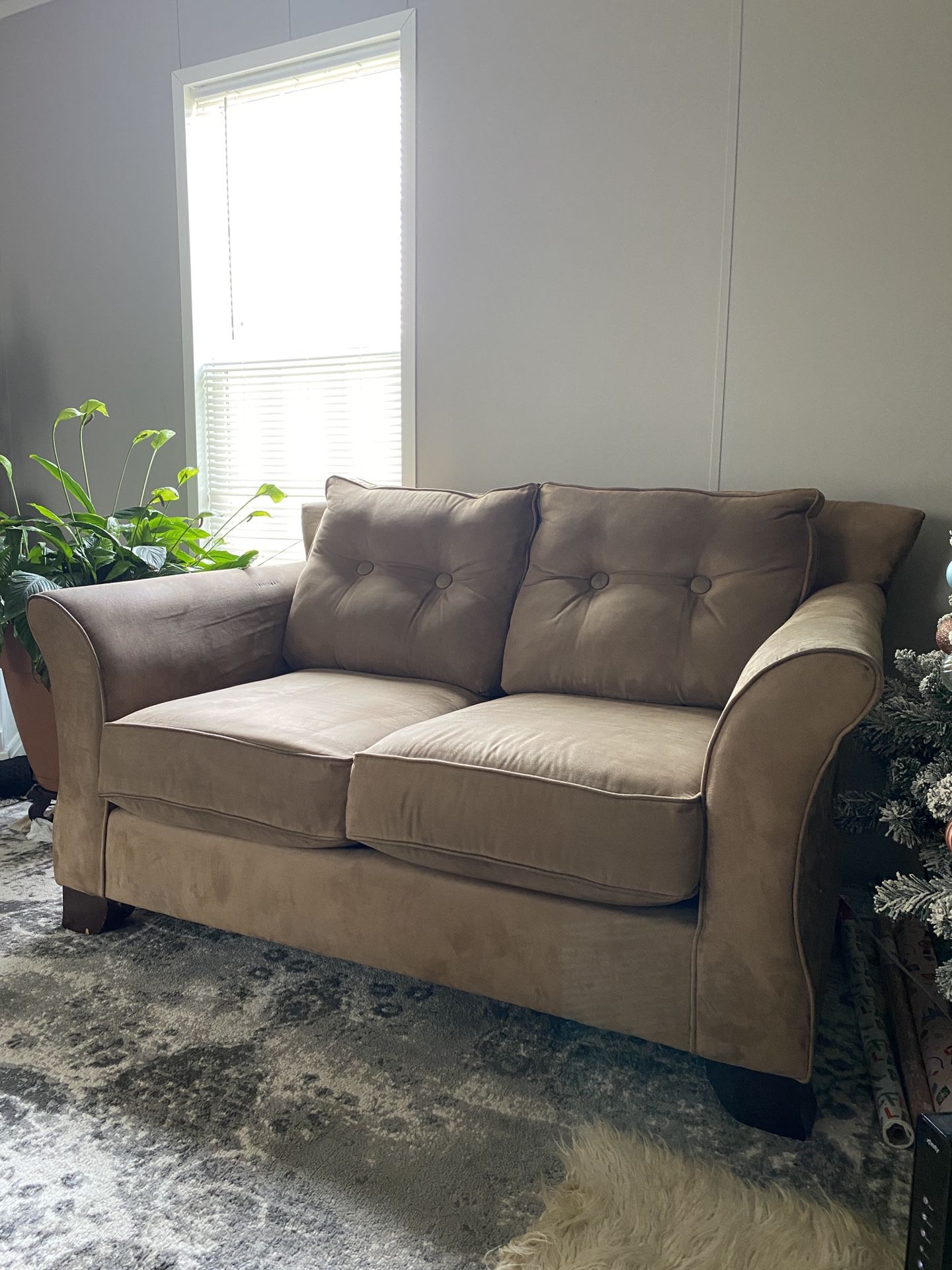 Suede Loveseat Sofa 