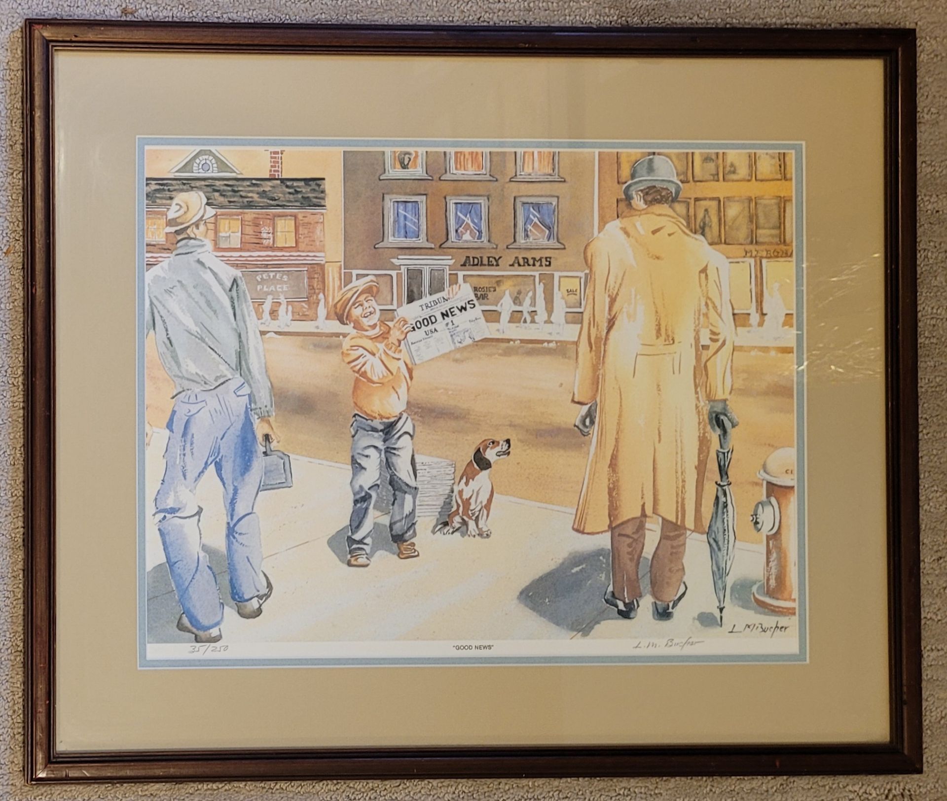 L.M. Bucher vintage art lithograph