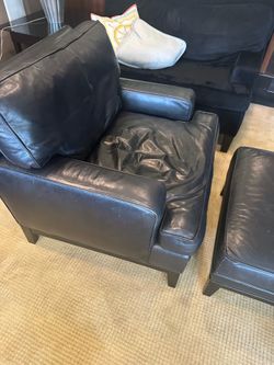 Leather chair and ottoman