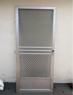 silver extruded aluminum  screen door