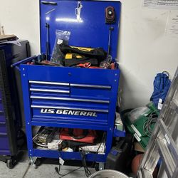U.S. GENERAL 30 in., 5-Drawer Mechanics Cart, Blue