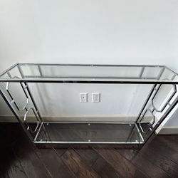 Glass And Silver Console Table 
