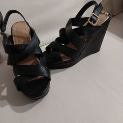 Black Wedge  Sandals