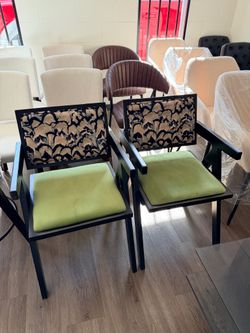 Set Of 2 Velvet Solid Wood Dining Chairs