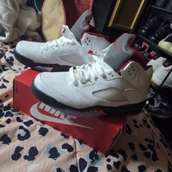 9.5 Air Jordan 5 Retro 'White Fire Red