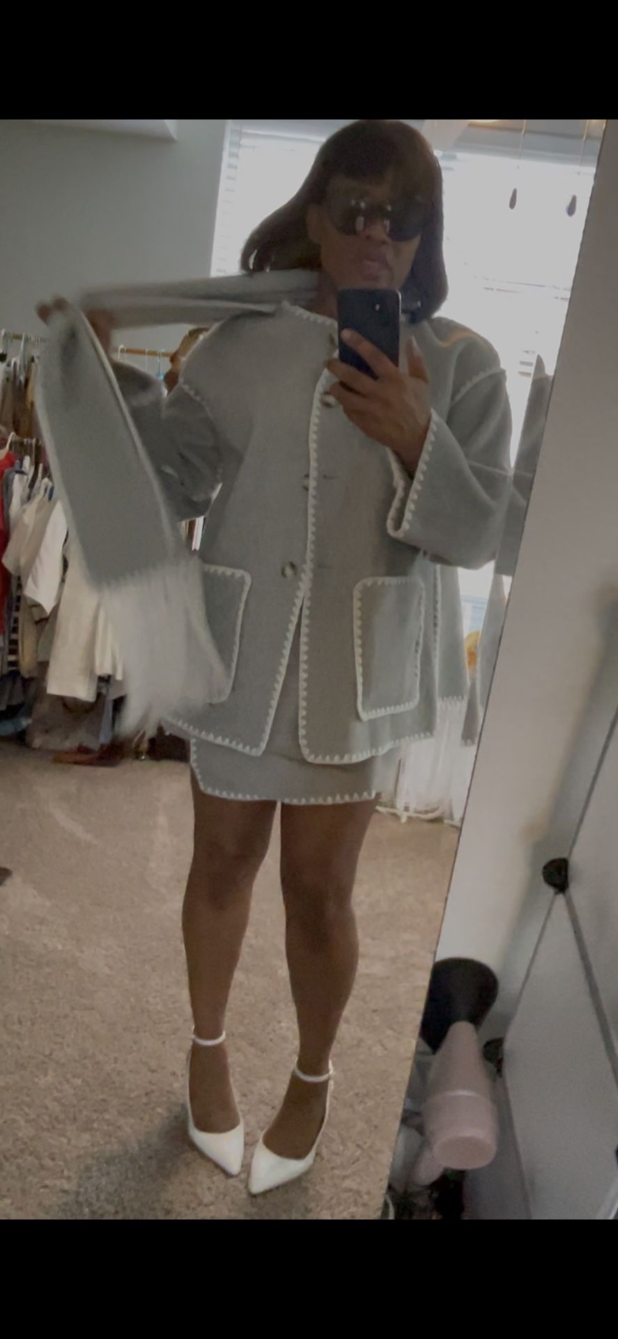 Two Piece Grey Skirt And Coat Very Cute
