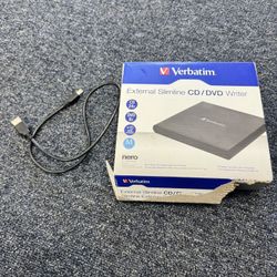 💽 Verbatim External Slimline CD/DVD Writer – Box, Cables & Manual Included
