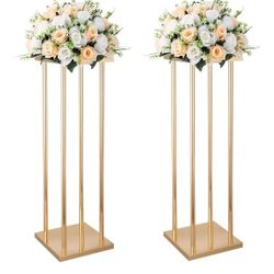 Flower stand gold copper color centerpiece - about 17 items