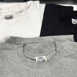 (3) OG PRO CLUB Heavyweight Solid Crew Neck T-Shirt White Black Grey XL - Preloved Condition Normal Wear