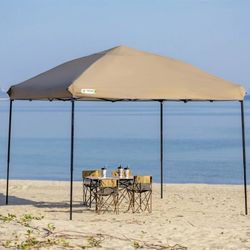 Tan Pop-Up Canopy Tent with Black Frame