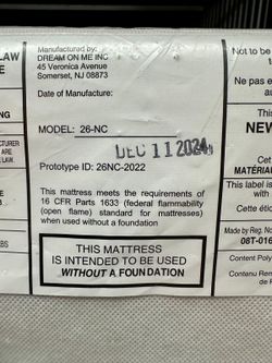 Open Box Dream On Me Playard Mattress Pad, 38” x 26”, Water-Resistant, White