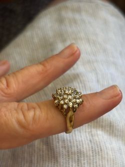 Cz cluster gold over silver sz 6 cocktail ring