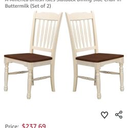 A-America British Isles Slatback Dining Side Chair in Buttermilk (Set of 2)