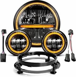 7" 120W LED Motorcycle Headlight with 4.5" Passing Lights for Harley