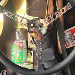Leather Wrapped Chrome Steering Wheel