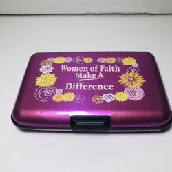 Aluminum Wallet “Women Of Faith” RFID Blocking Expanding Lightweight