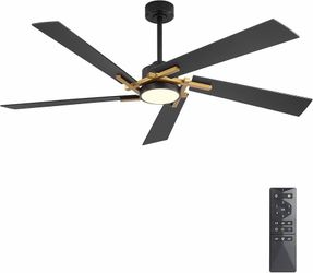64 Inch Ceiling Fan with Light and Remote, 5 Plywood Blades, 6-Speed Reversible DC Motor, Dimmable, 3CCT, Modern Ceiling Fan for Bedroom Living Room K