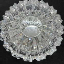Vintage Mikasa Hoya Art Glass Crystal Ashtray Tray 6.5”Wide Diamond Point 