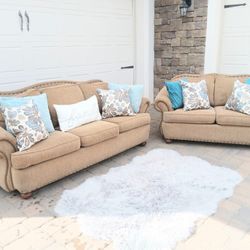 Beige Couch and Loveseat Set 